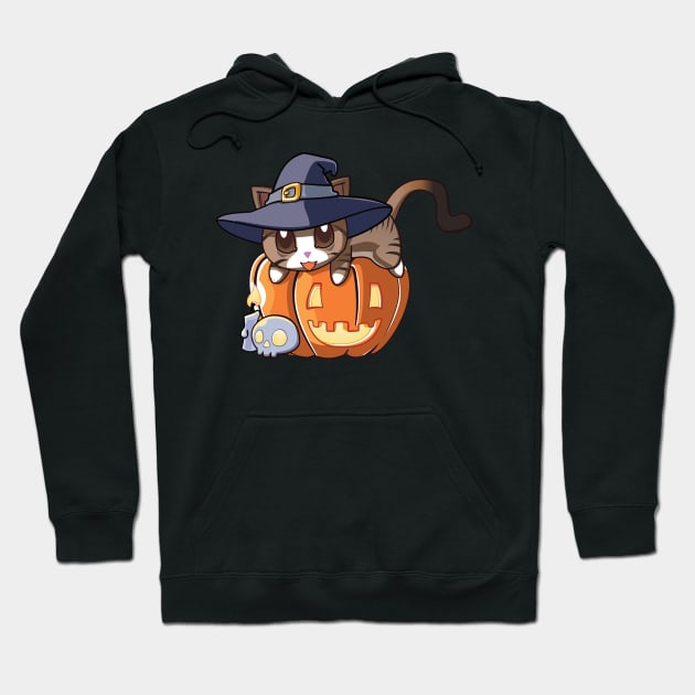 Brown Stripped Cat on a Pumpkin Hoodie by Myanko